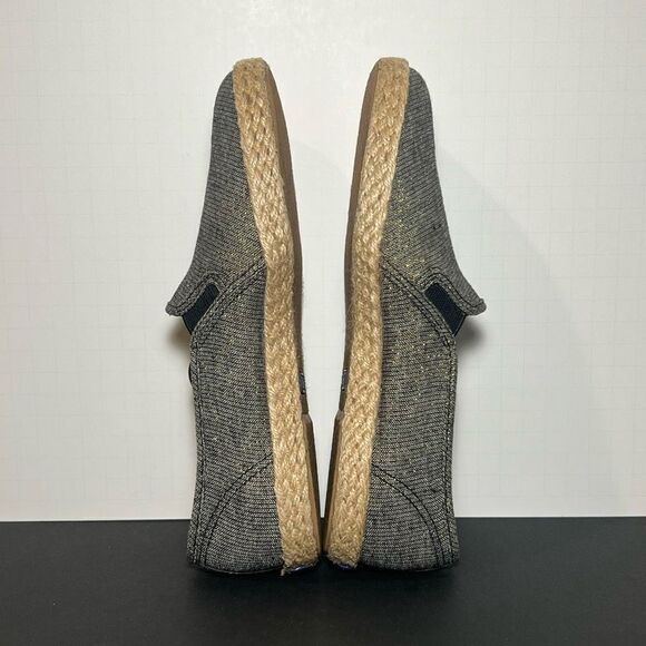 Womens KEDS Just Wrapped Grey w/ Gold Glitter Espadrille Slip On Shoes / Size 7 - Picture 7 of 9